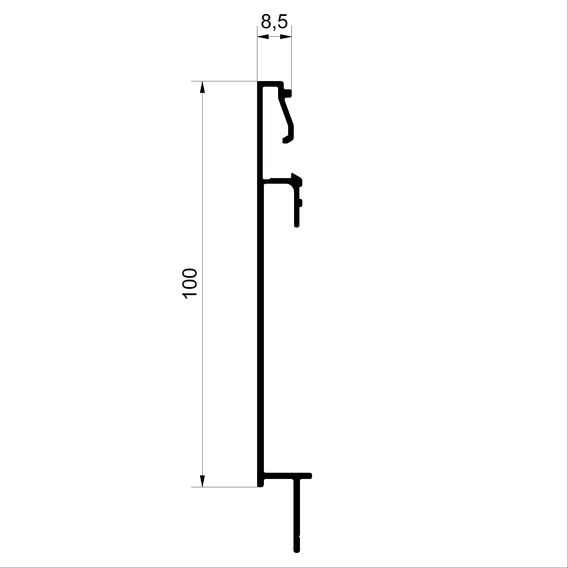 Elargissement de vantail C389430-Profilé de socle de vantail 100mm Connex fenêtres en bois-métal