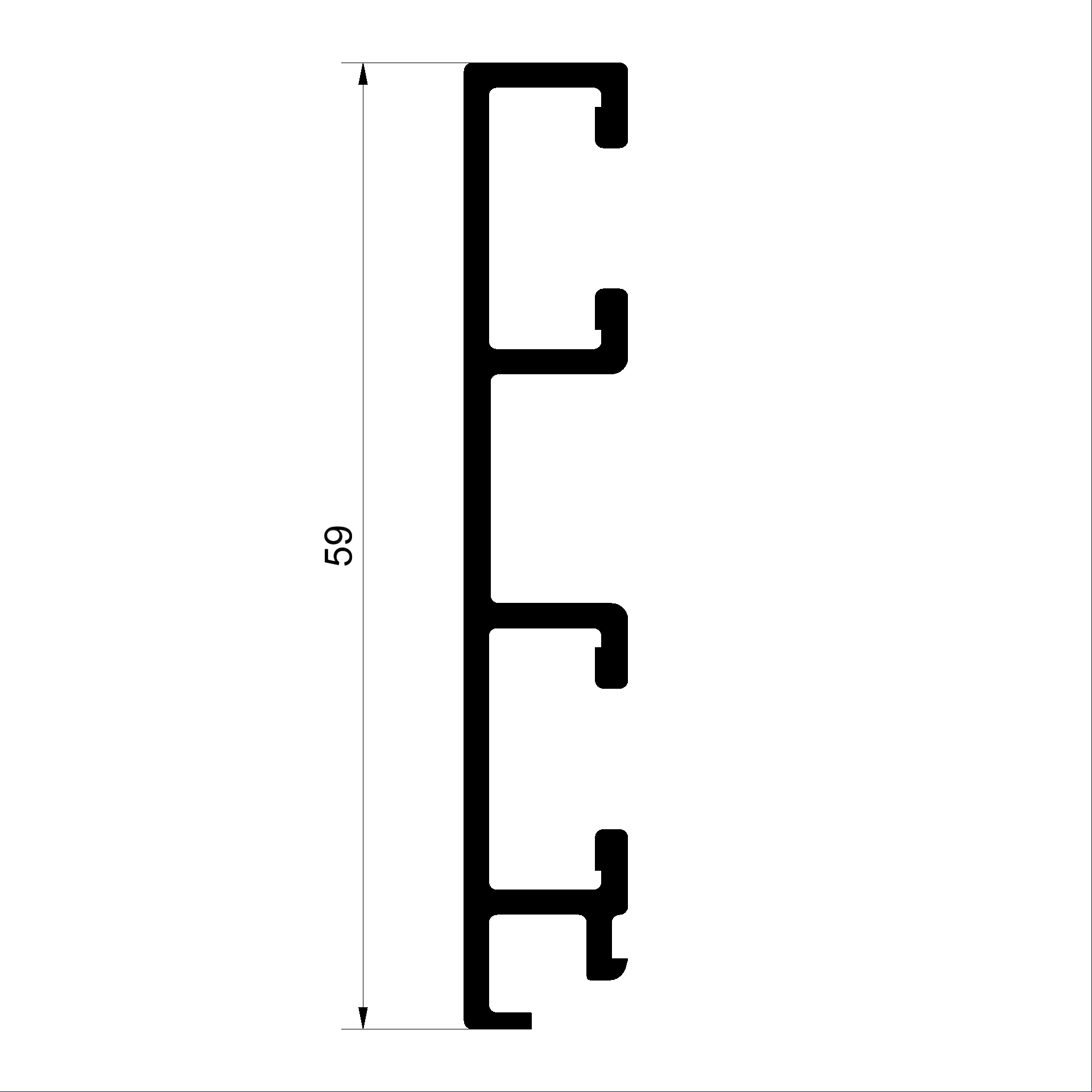 Profilé de cadre C172580-Profilé de cadre dormant 59mm Connex Fenêtres en bois-métal