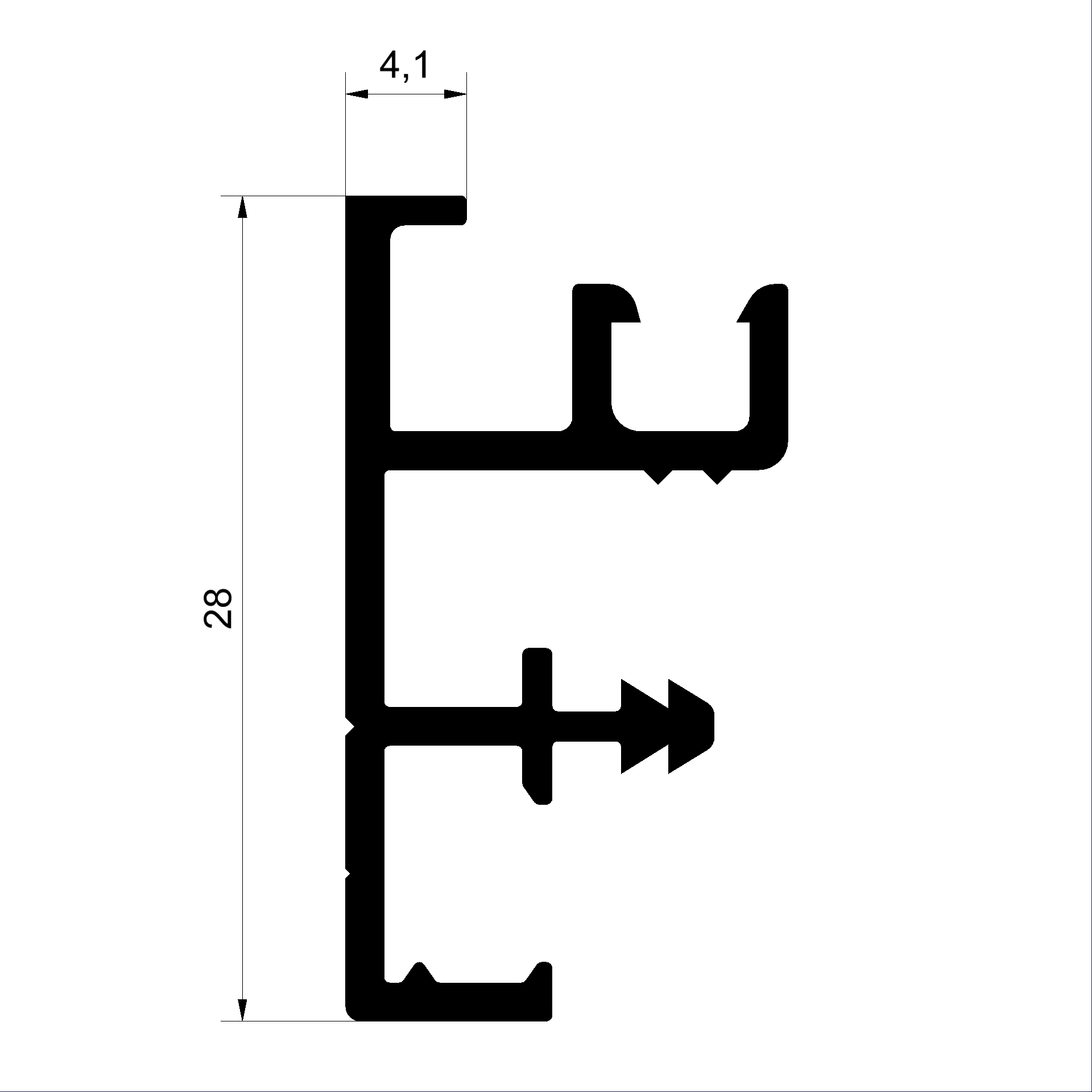Profilé de cadre C492511-Profilé de cadre dormant 28mm Connex Fenêtres en bois-métal