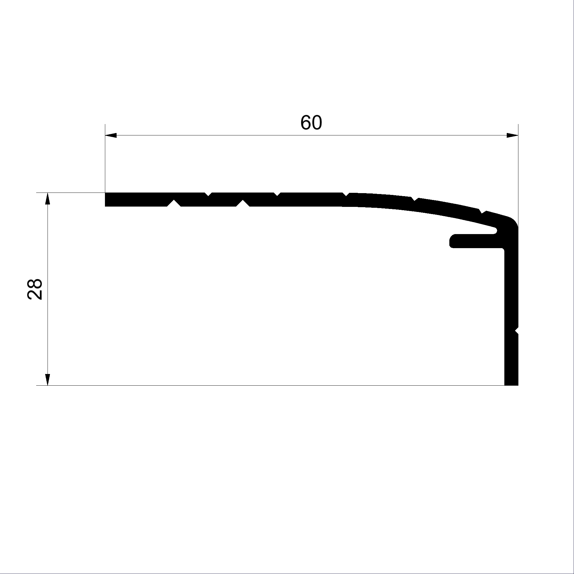 Schwellenprofil C389000-Schwellenprofil 60x28mm Connex Holz-Metall-Fenster