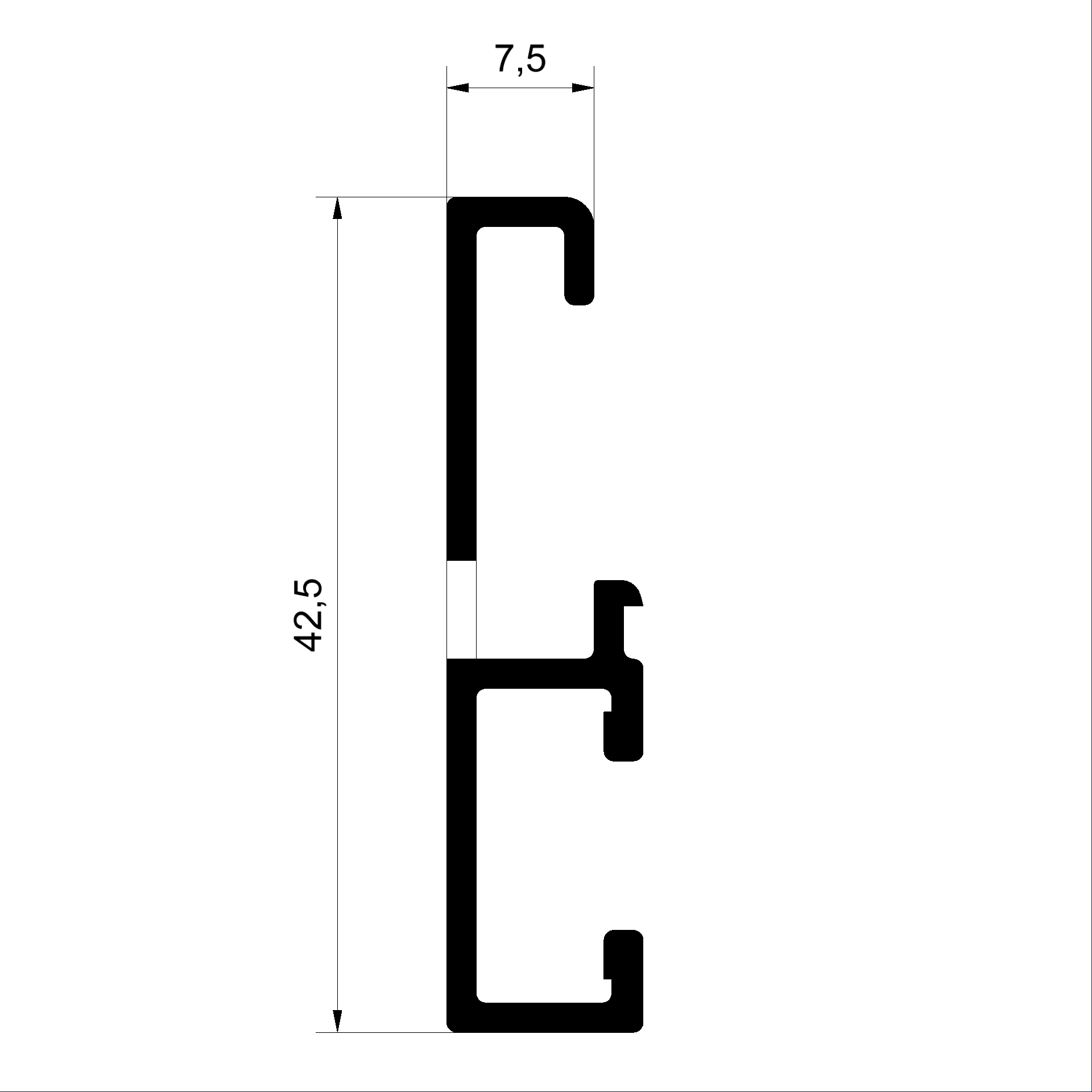 Profilé de cadre C335990-Profilé de base pour fenêtre en tout-bois 42.5mm poinçonné Connex fenêtres en bois-métal