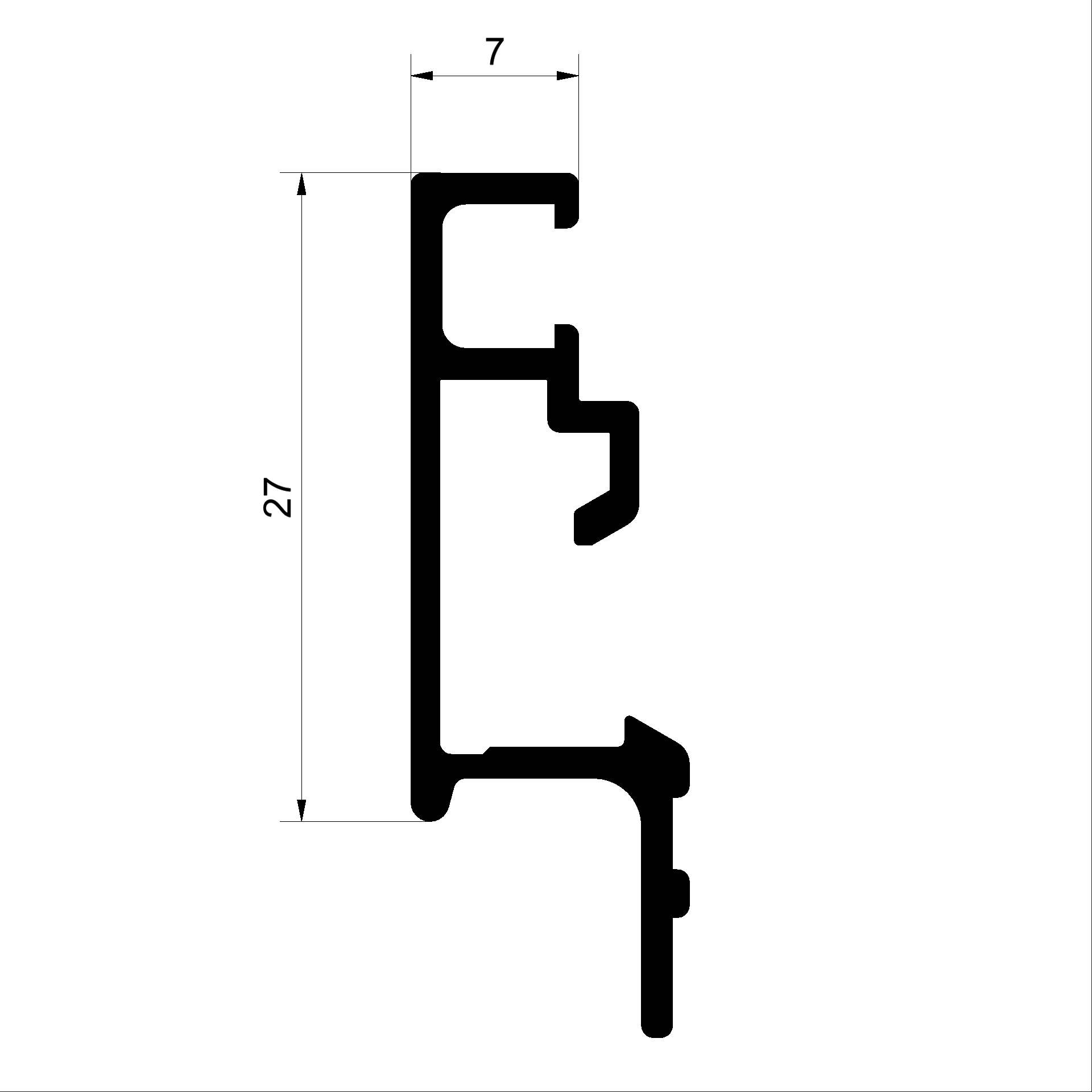 Flügelprofil C492513-Flügelprofil 27mm voreingezogen Connex Holz-Metall-Fenster