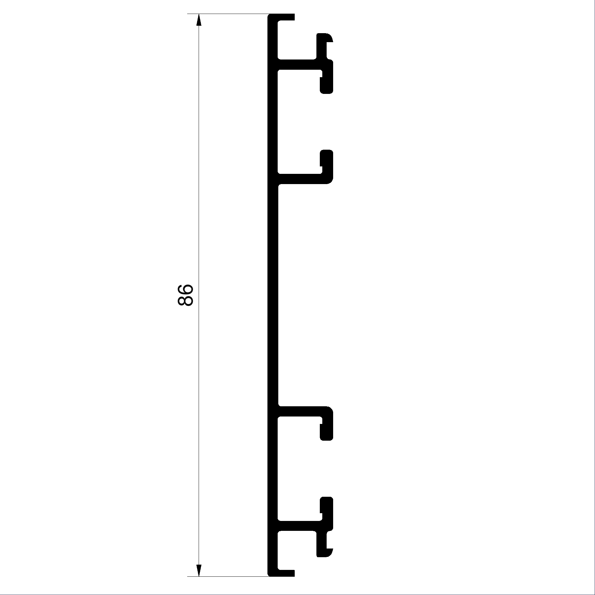 Profilé domant C350460-Profilé de montant 86mm Connex fenêtres en bois-métal