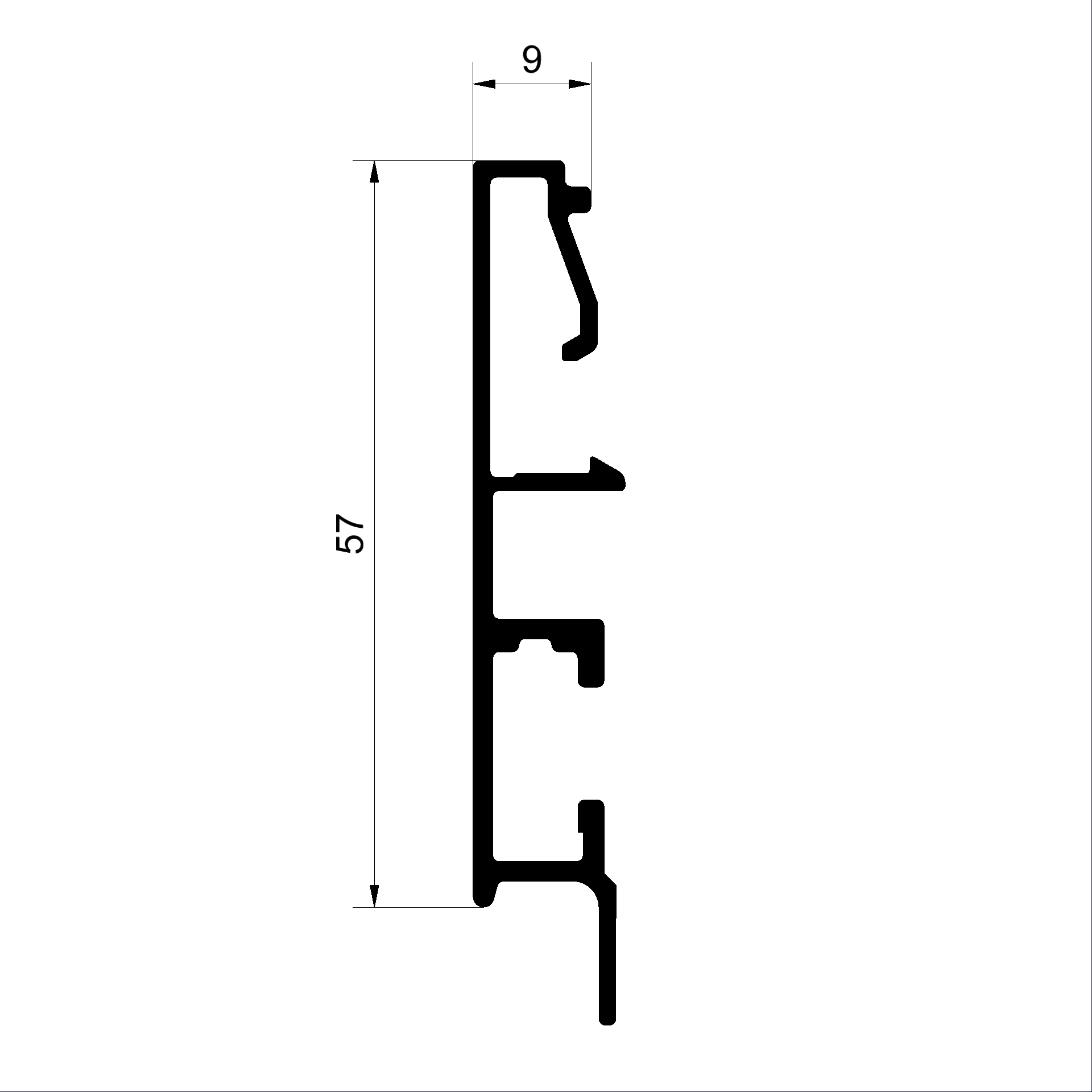 Flügelprofil C138950-Flügelprofil 57mm Connex Holz-Metall-Fenster