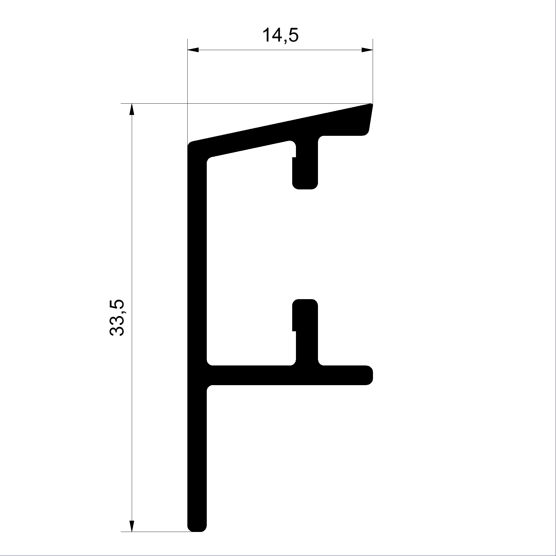 Profile complément C365630-Renvoi d'eau 14.5x33.5mm Connex fenêtres en bois-métal