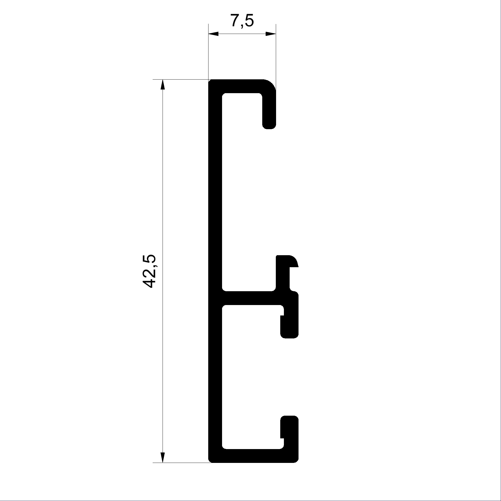 Profilé de base du renvoi d'eau C391000-Profilé de base pour fenêtre en tout-bois 42.5mm Connex fenêtres en bois-métal