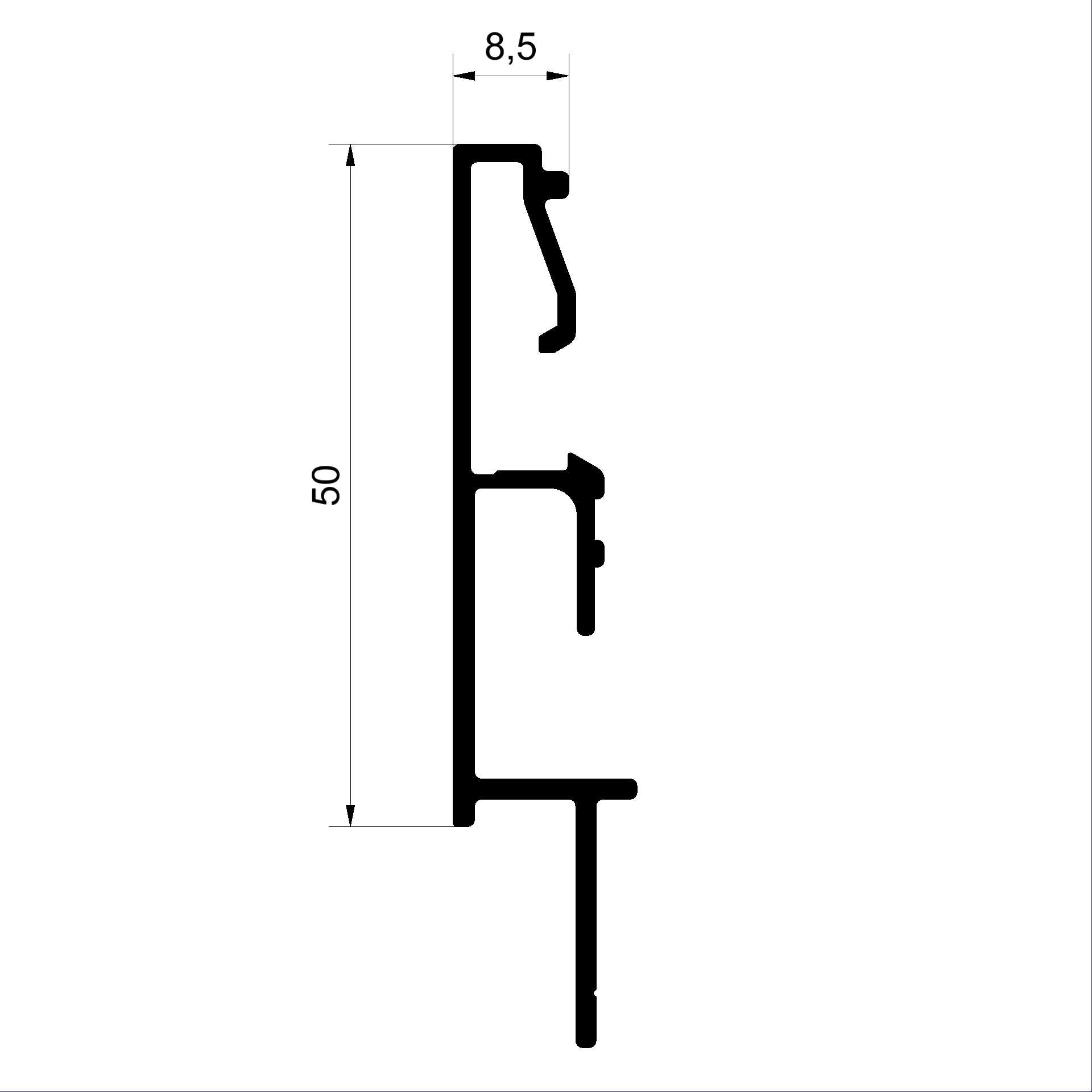 C365520 V Sockelprofil 50mm Connex Holz-Metall-Fenster veredelt