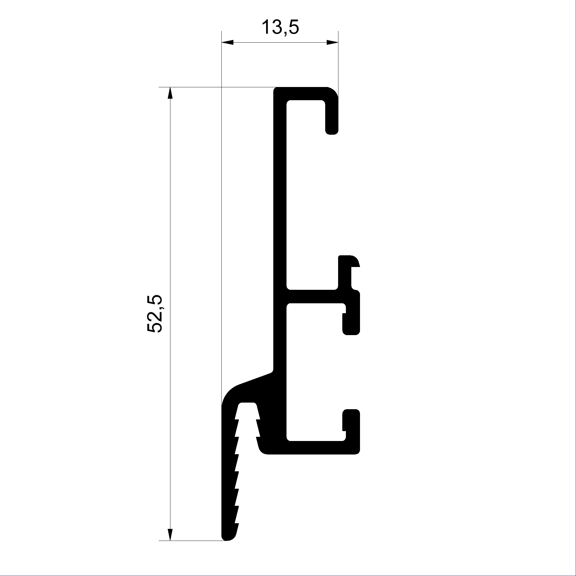 Wetterschenkel Basisprofil C172590-Blendrahmenprofil 52mm Connex Holz-Metall-Fenster