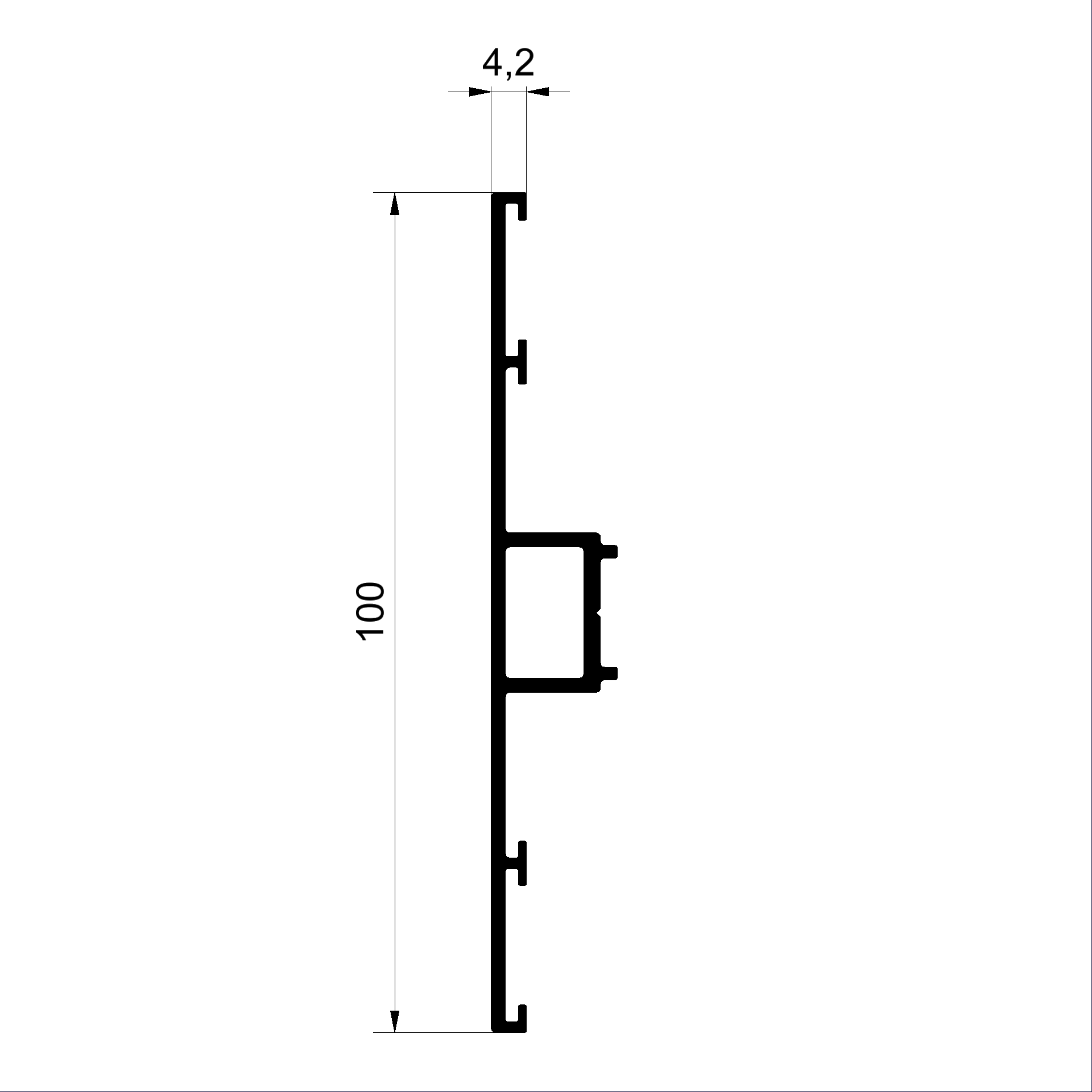 Stulpprofil C482010-Stulpprofil 100mm Connex Holz-Metall-Fenster