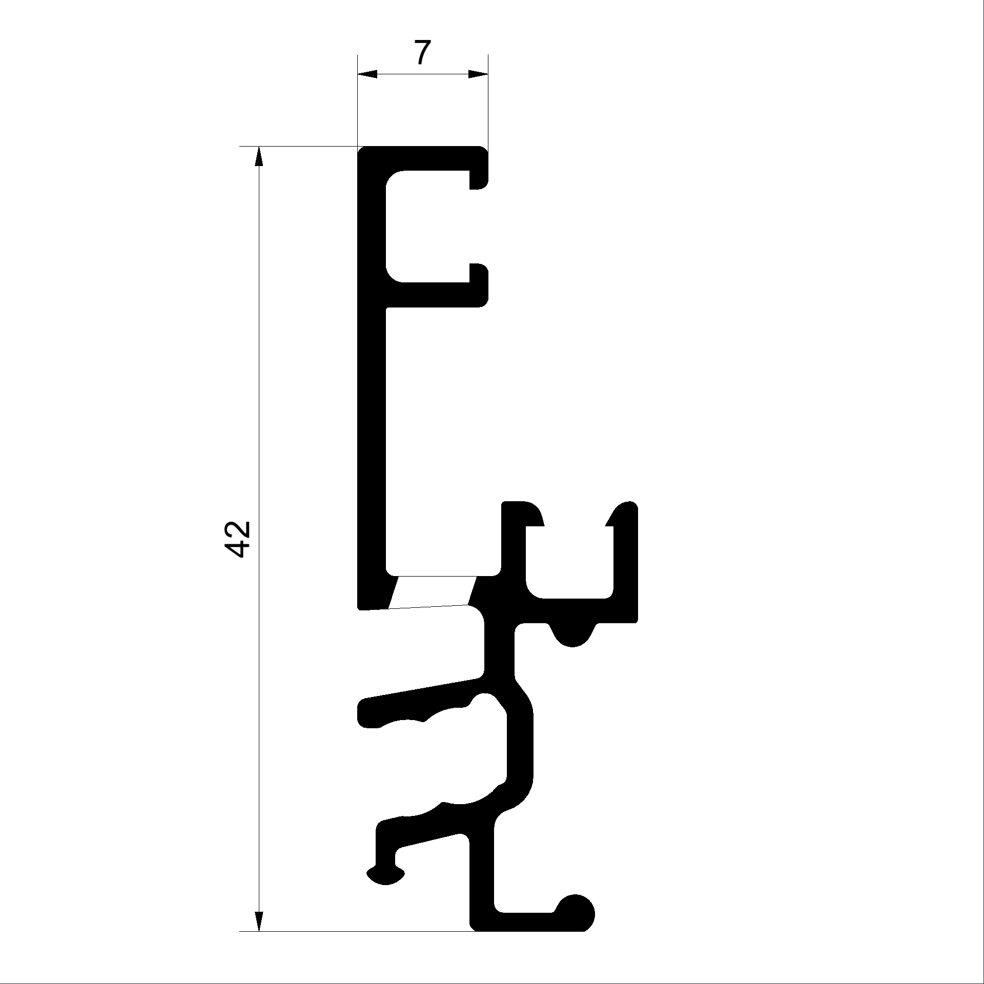 Profilé de base du renvoi d'eau C492504-Profilé de base 42mm poinçonné Connex Fenêtres en bois-métal