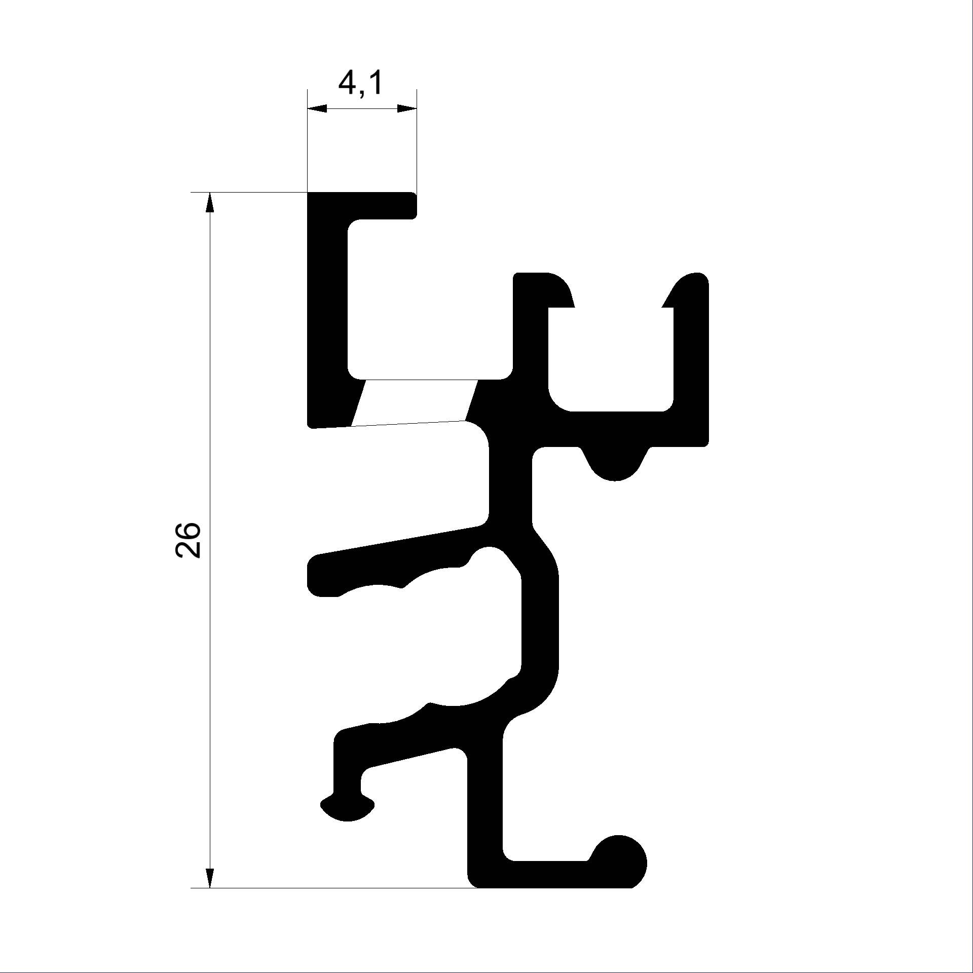 Profilé de base du renvoi d'eau C492505-Profilé de base 26mm poinçonné Connex Fenêtres en bois-métal