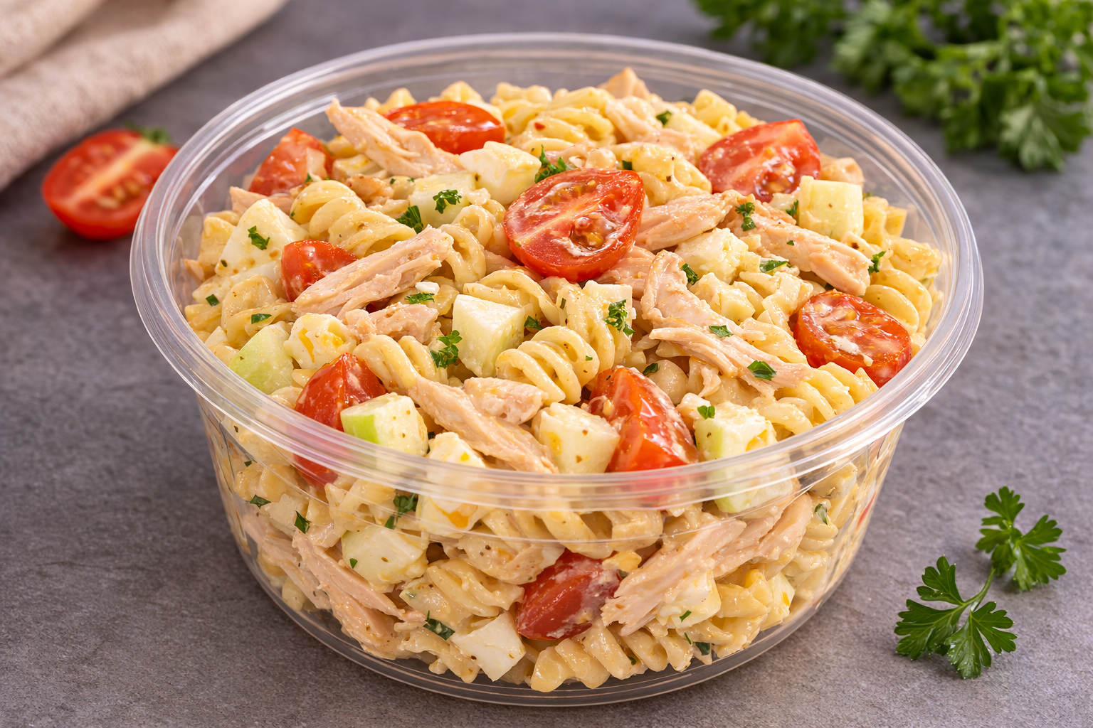 Spirelli met warmgerookte kipfilet