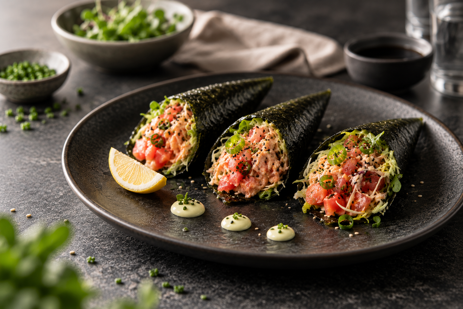 Temaki tomate-crevettes