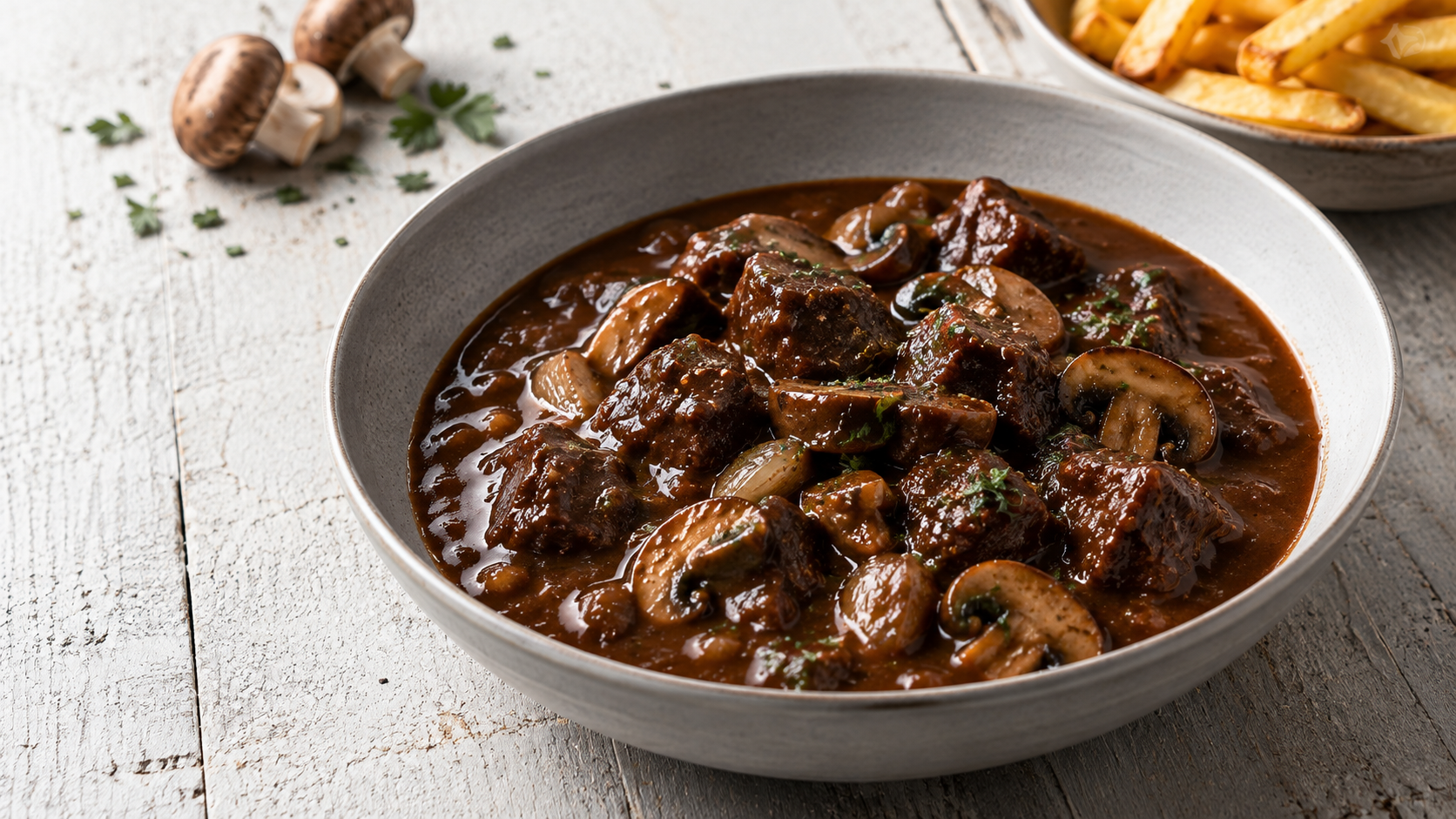 Stoofvlees met Truffel en Gebakken Champignons
