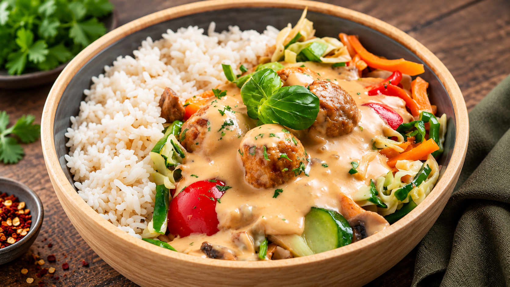 Thaise Red Curry gehaktballetjes