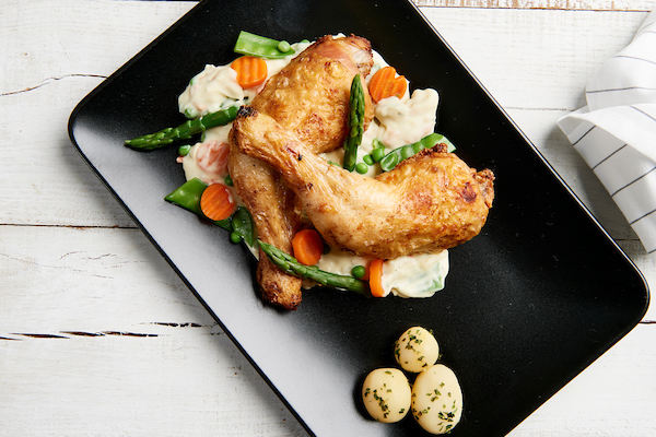 WBS- Kipine tarragon, mustard saucesvegetables