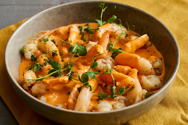 Scampi Diabolique met Arrabiata en Roze Peper