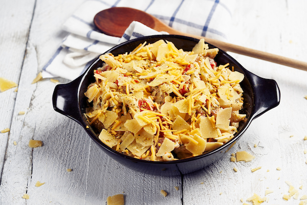 Penne met groene pesto en gegrilde kip