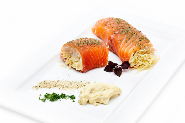 Rollade van zalm en kabeljauw