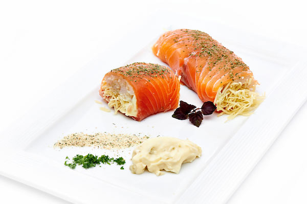 Rollade van zalm en kabeljauw