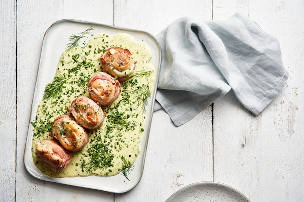 Rosette van zalm & schartongfilet met kruidensaus