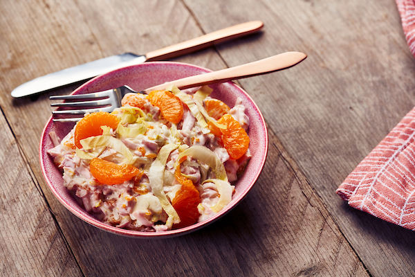 Witloofsalade met mandarijntjes en gekookte ham