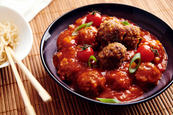 Geroosterde gehaktballetjes met szechuansaus