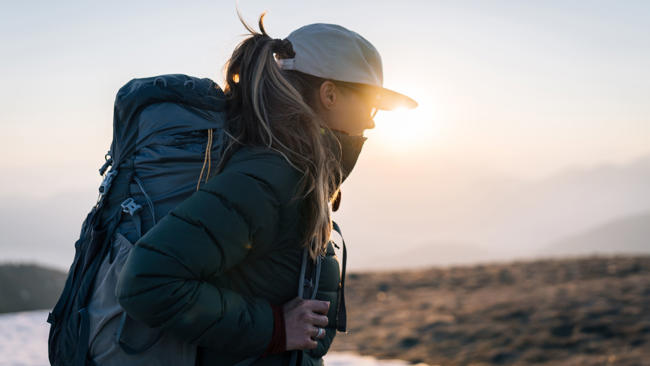 Woman hiking with a backpack